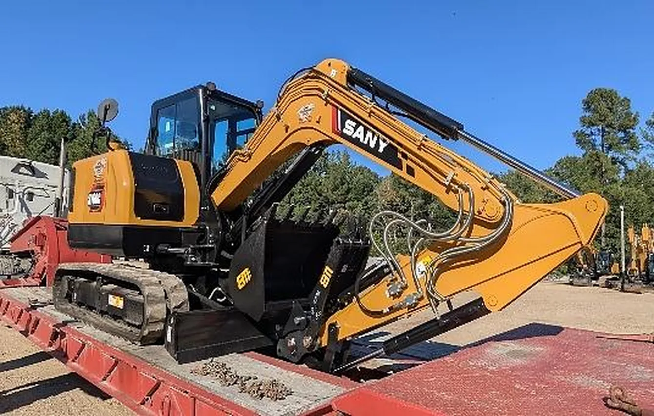 Sany mini excavator on trailer